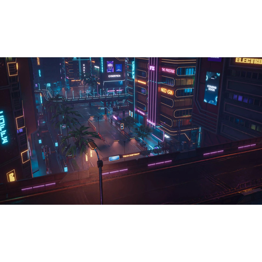 Cyberpunk City Scene 3D Model – Low Poly Game Asset, FBX, Blender - View 10