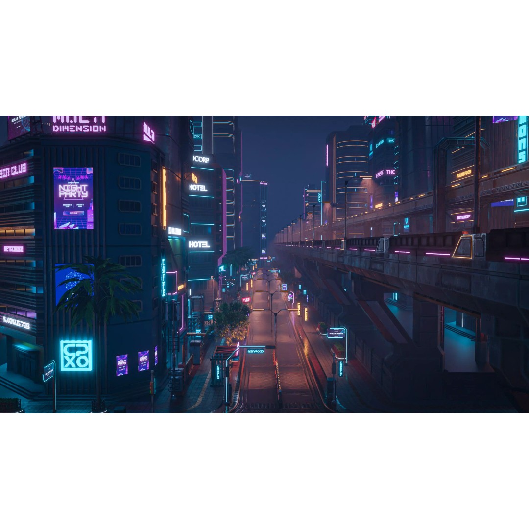 Cyberpunk City Scene 3D Model – Low Poly Game Asset, FBX, Blender - View 11