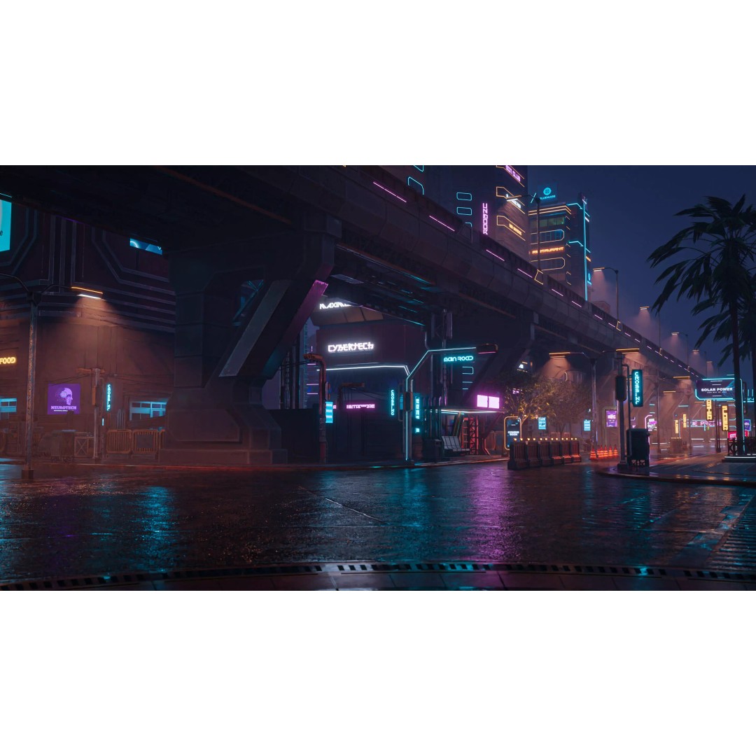 Cyberpunk City Scene 3D Model – Low Poly Game Asset, FBX, Blender - View 14
