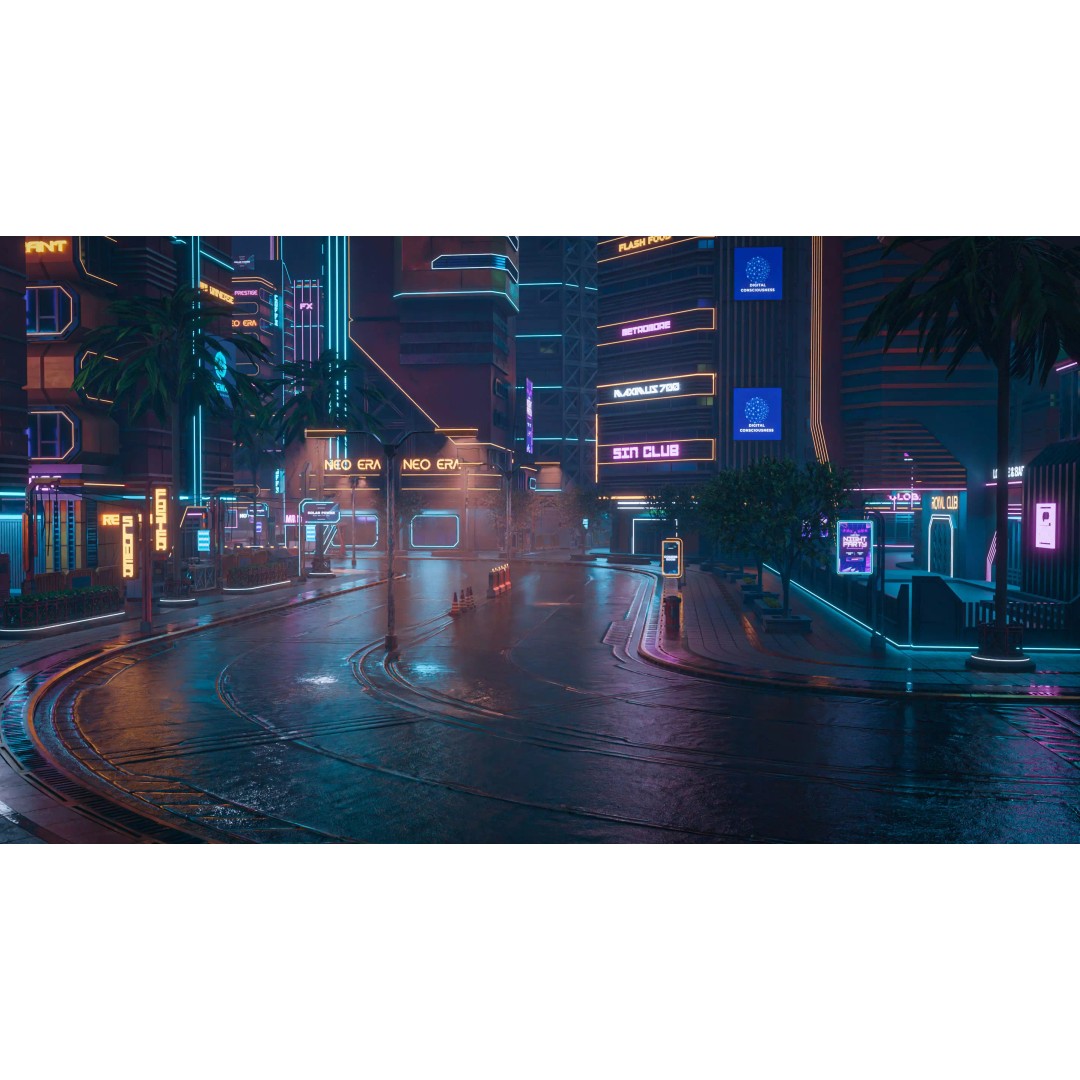 Cyberpunk City Scene 3D Model – Low Poly Game Asset, FBX, Blender - View 16