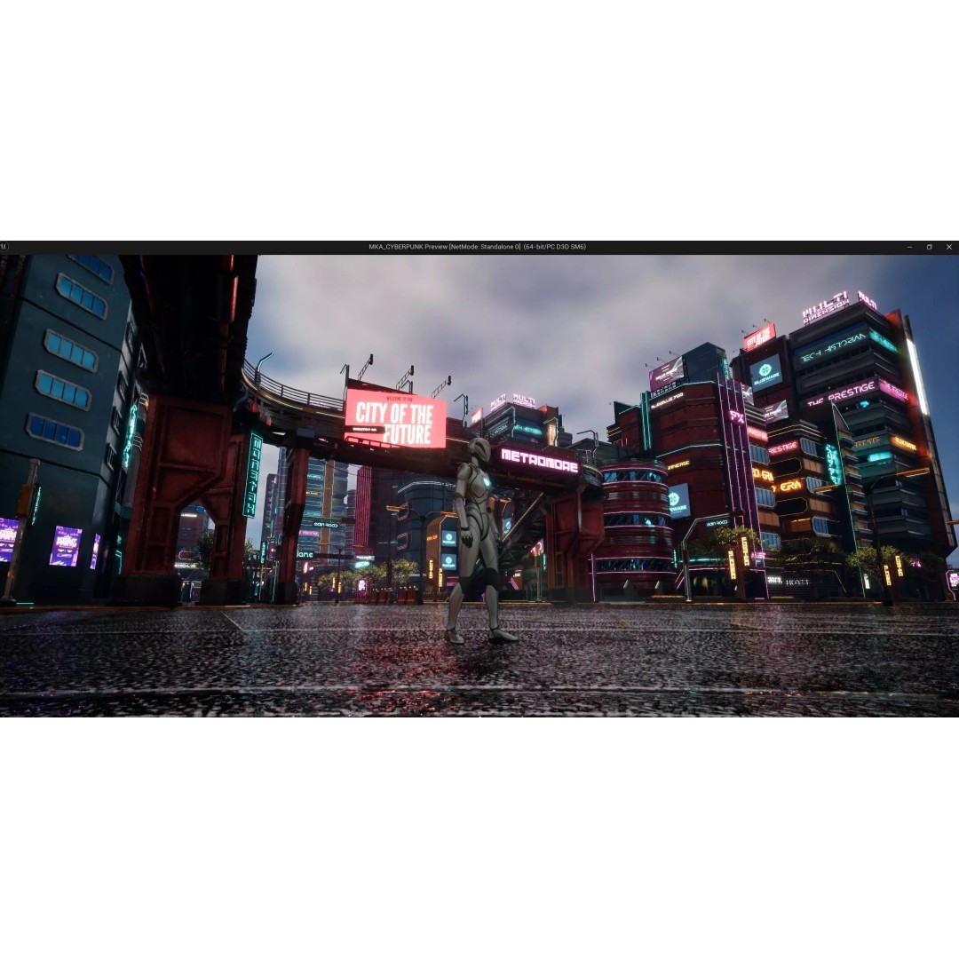 Cyberpunk City Scene 3D Model – Low Poly Game Asset, FBX, Blender - View 3