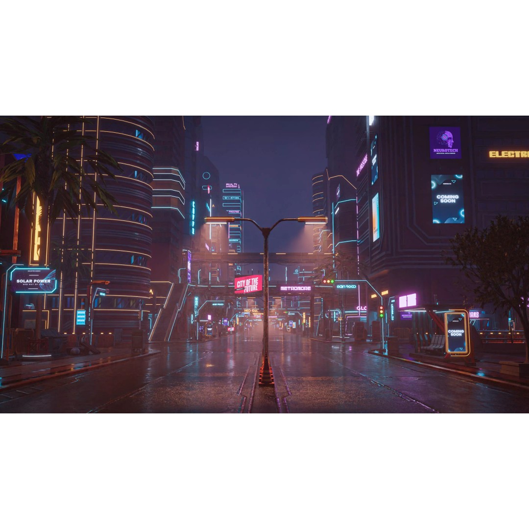 Cyberpunk City Scene 3D Model – Low Poly Game Asset, FBX, Blender - View 7