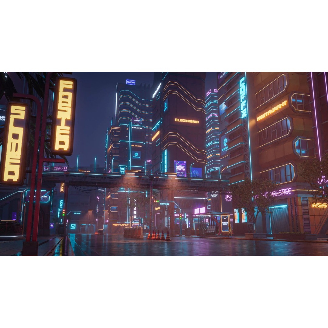 Cyberpunk City Scene 3D Model – Low Poly Game Asset, FBX, Blender - View 9