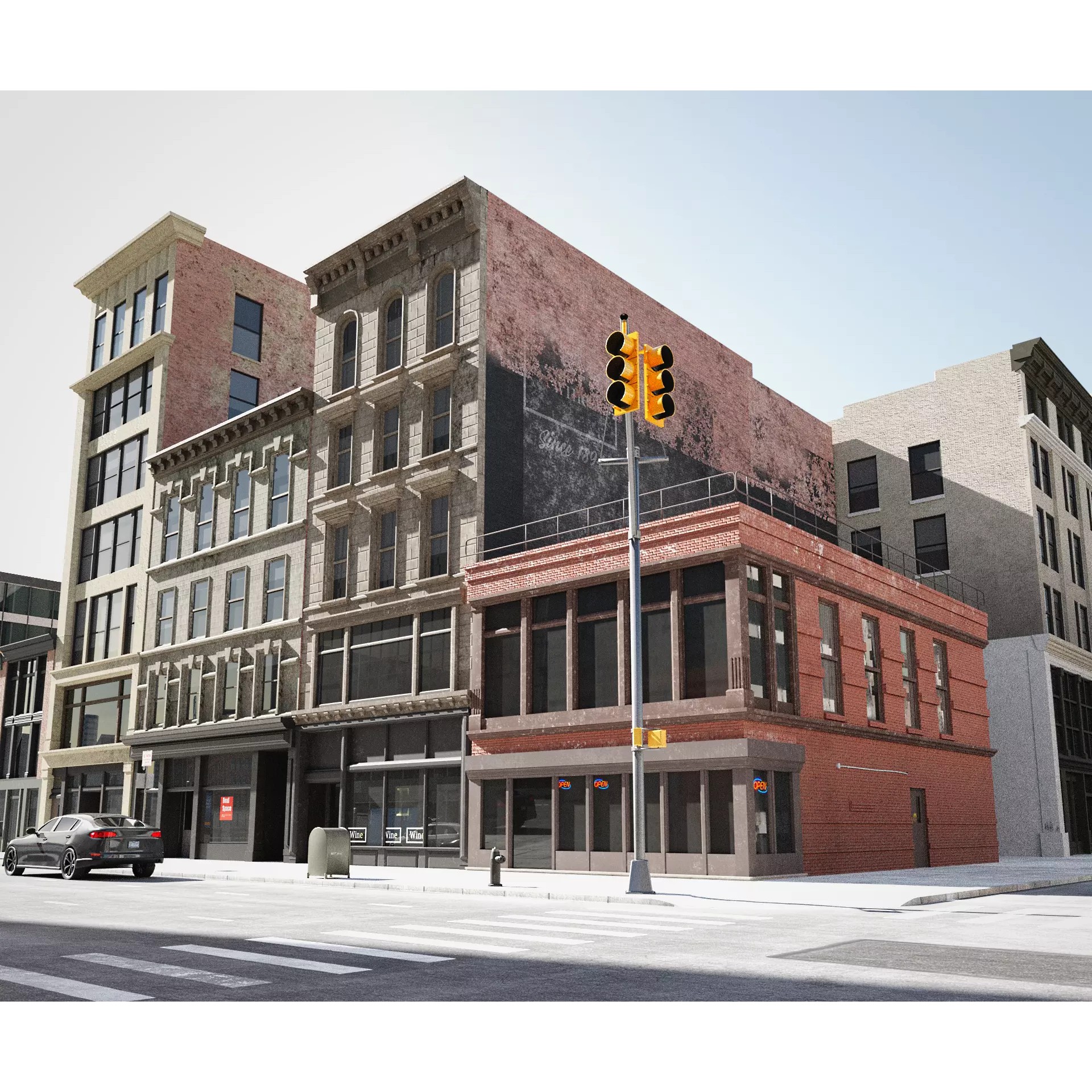 New York Block 3 - Low-Poly Game-Ready 3D Model - View 2