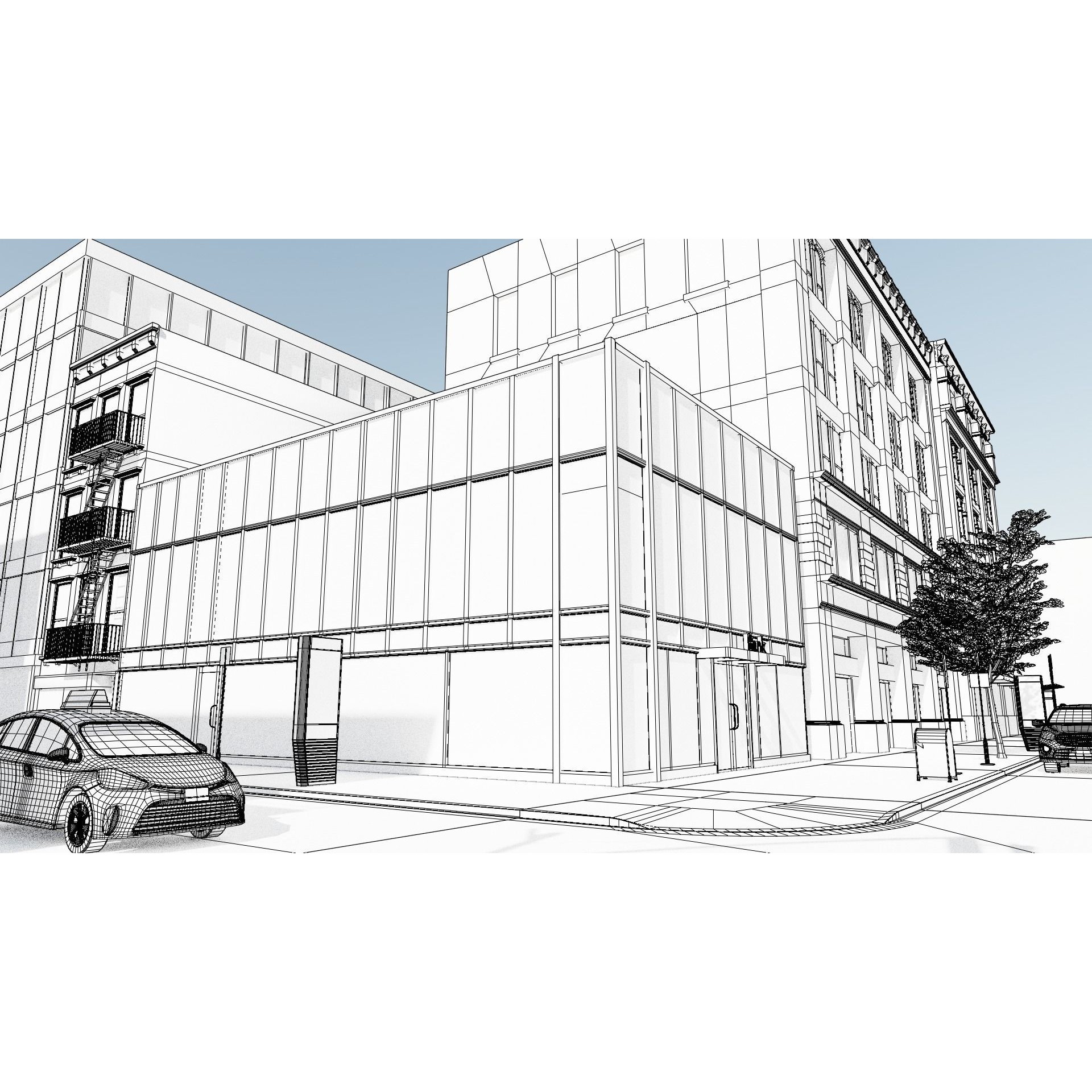 New York Block 3 - Low-Poly Game-Ready 3D Model - View 23