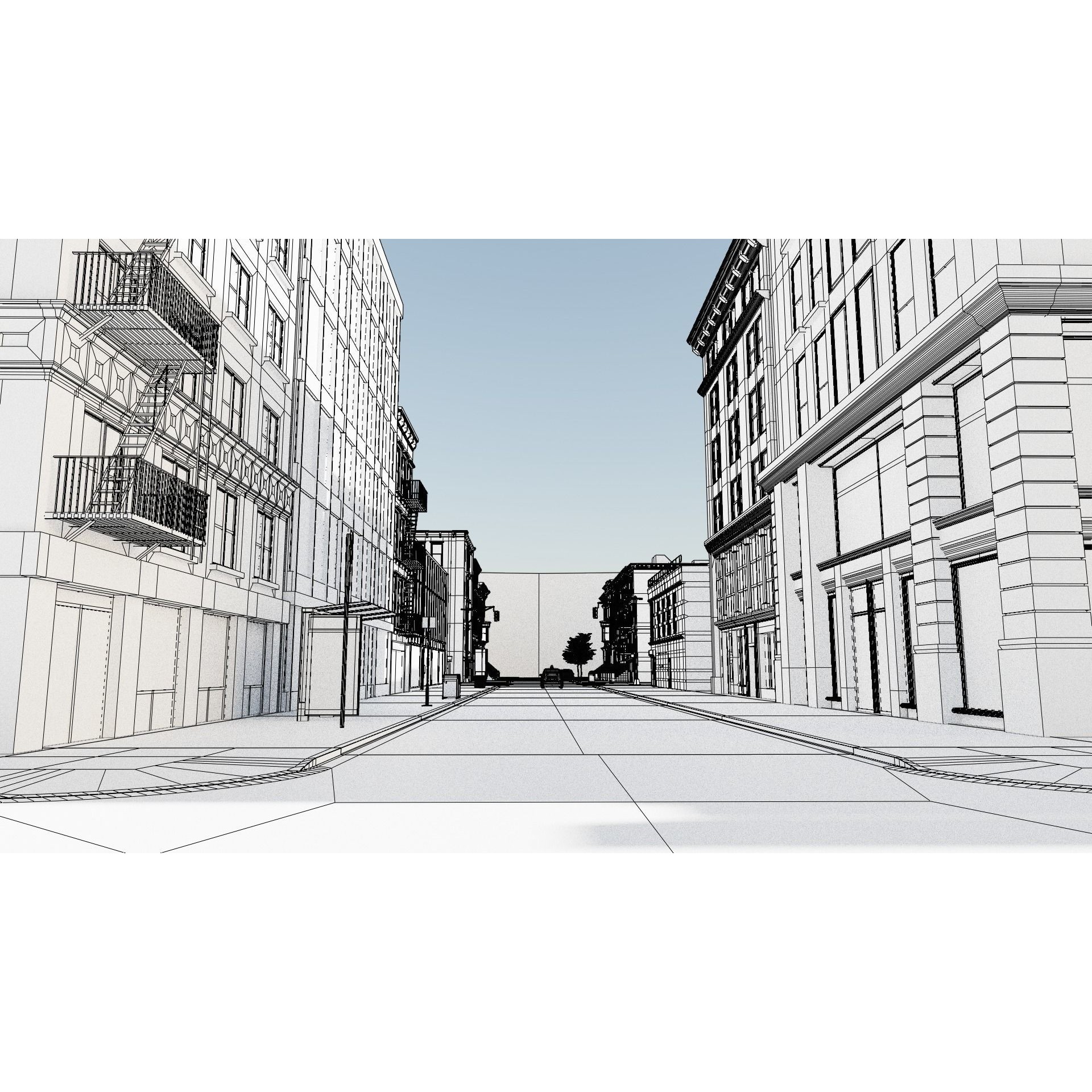 New York Block 3 - Low-Poly Game-Ready 3D Model - View 24