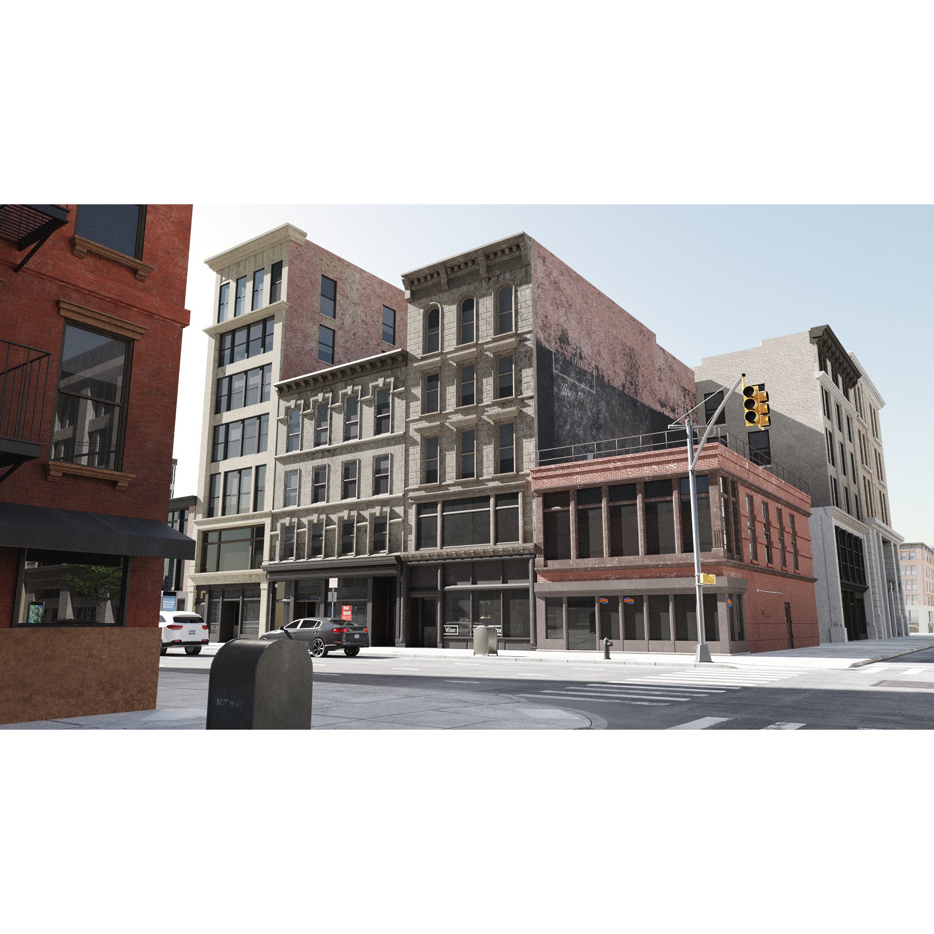 New York Block 3 - Low-Poly Game-Ready 3D Model - View 3