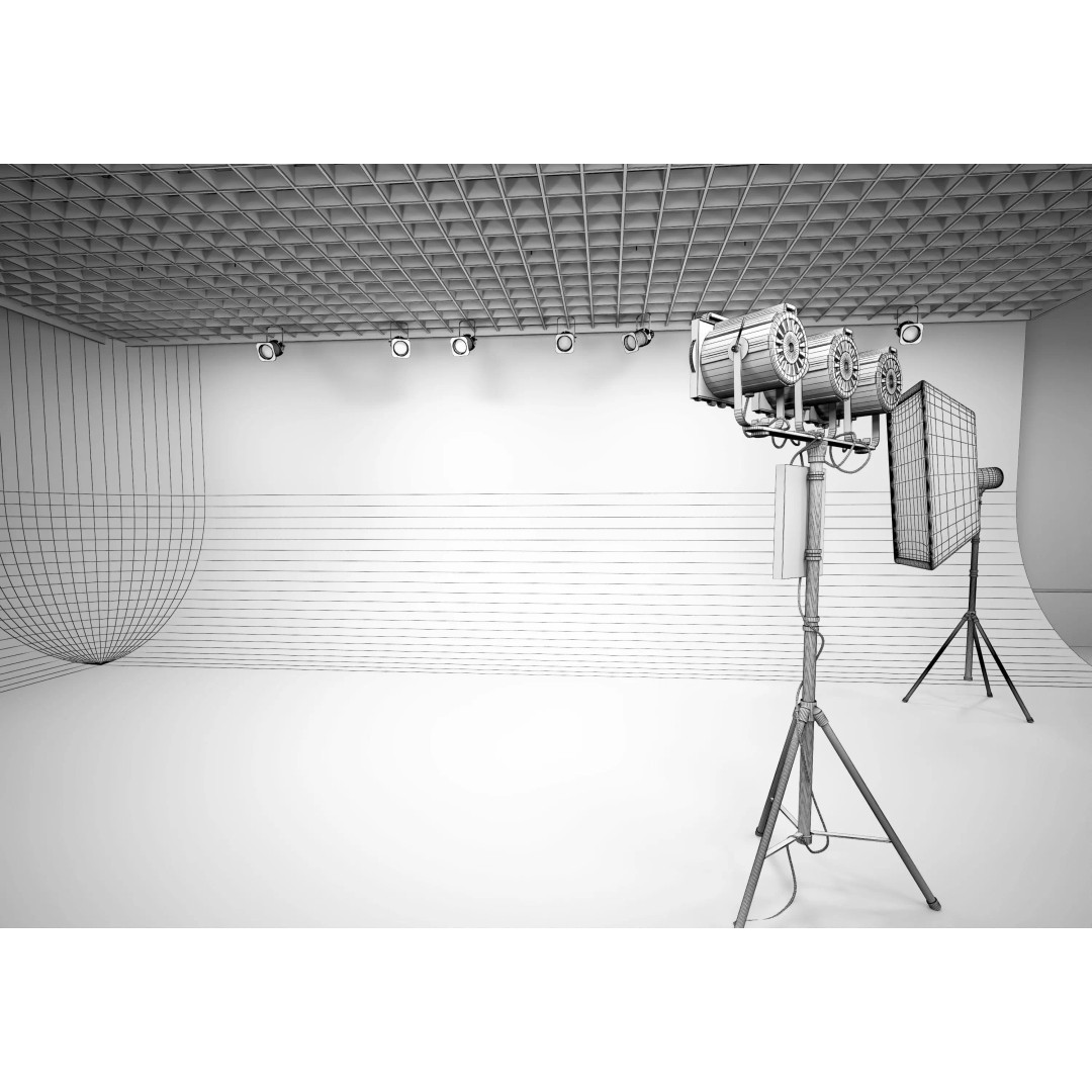 Lighting Studio Scene 3D Model – Low Poly Architectural Asset, FBX, OBJ