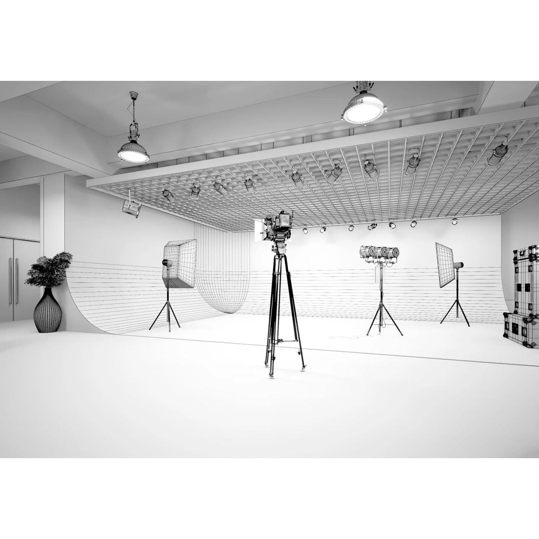 Lighting Studio Scene 3D Model – Low Poly Architectural Asset, FBX, OBJ - View 10