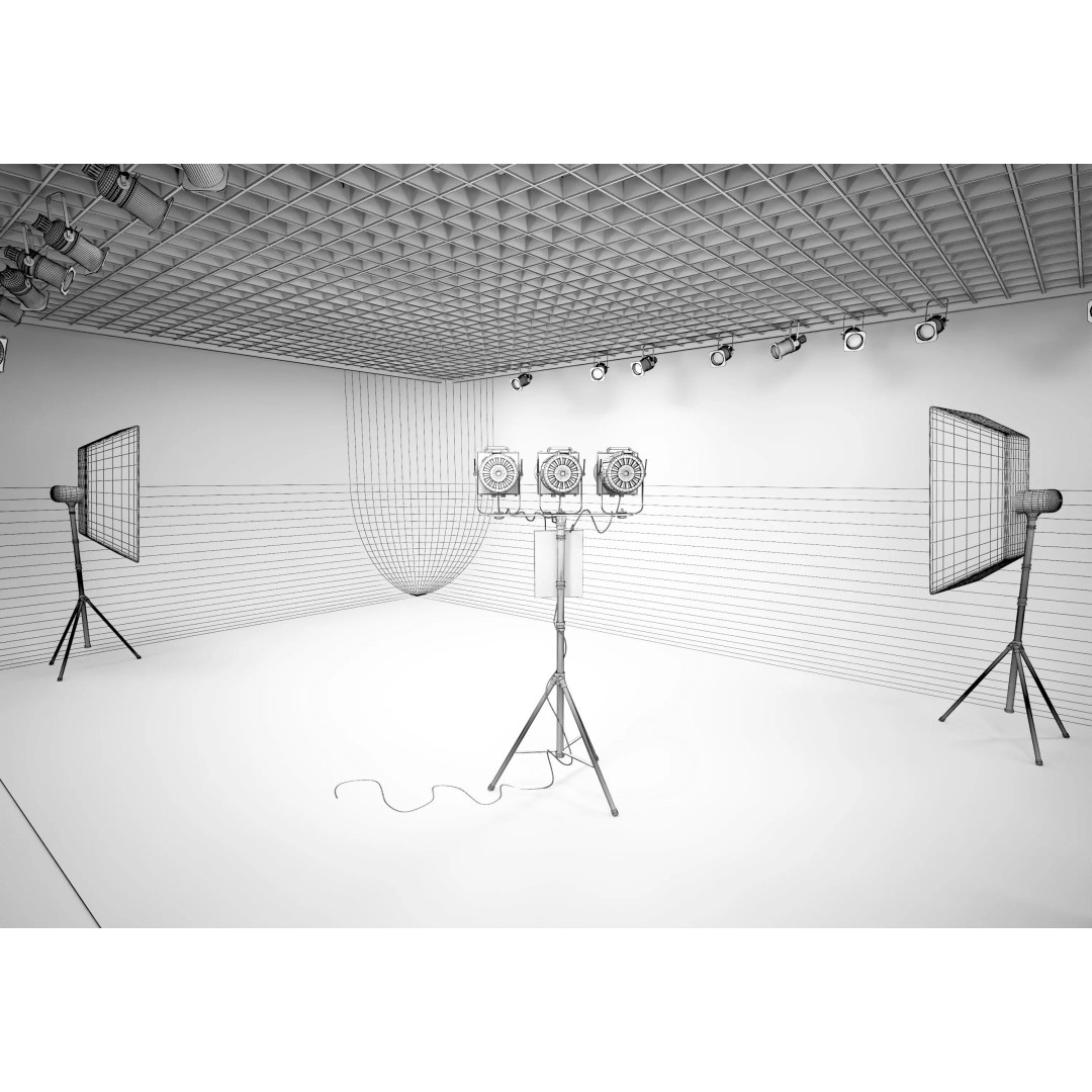Lighting Studio Scene 3D Model – Low Poly Architectural Asset, FBX, OBJ - View 11