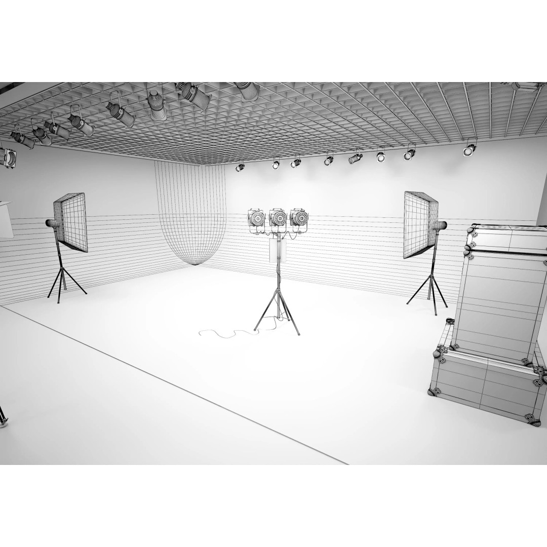 Lighting Studio Scene 3D Model – Low Poly Architectural Asset, FBX, OBJ - View 12