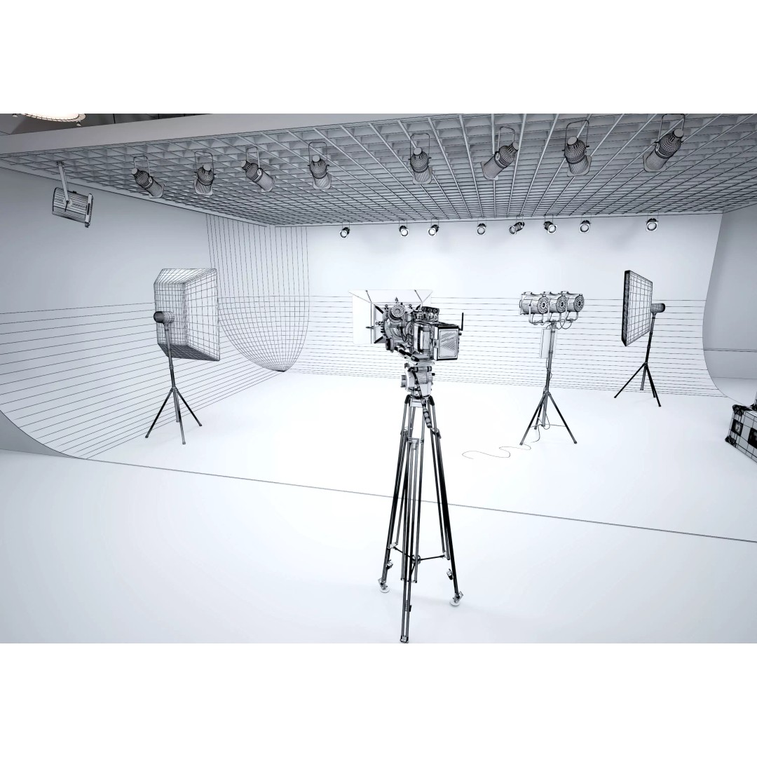 Lighting Studio Scene 3D Model – Low Poly Architectural Asset, FBX, OBJ - View 13