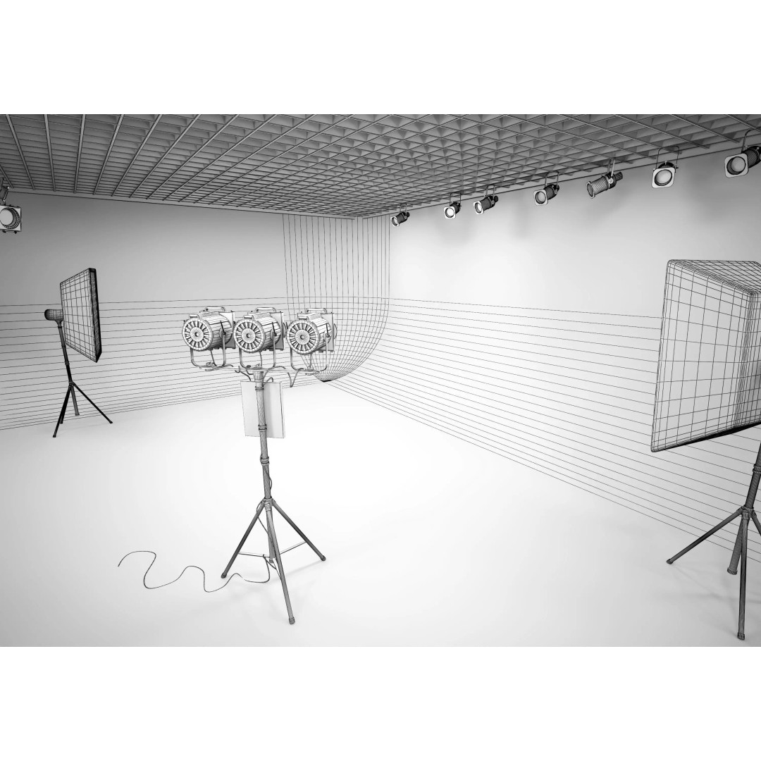 Lighting Studio Scene 3D Model – Low Poly Architectural Asset, FBX, OBJ - View 14