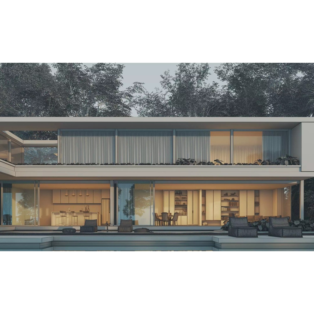 Modern Villa 3D Model – Low Poly Luxury House with Swimming Pool - View 13