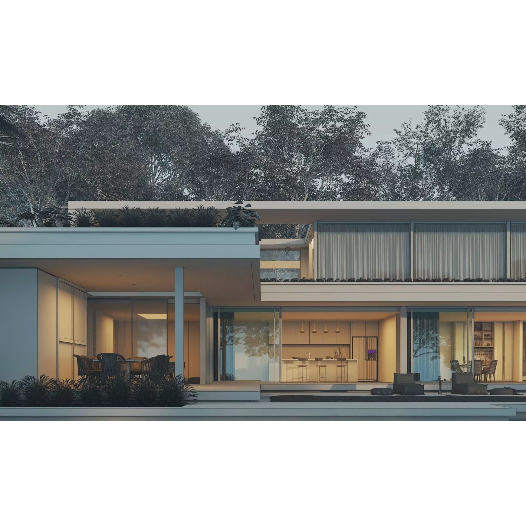 Modern Villa 3D Model – Low Poly Luxury House with Swimming Pool - View 14
