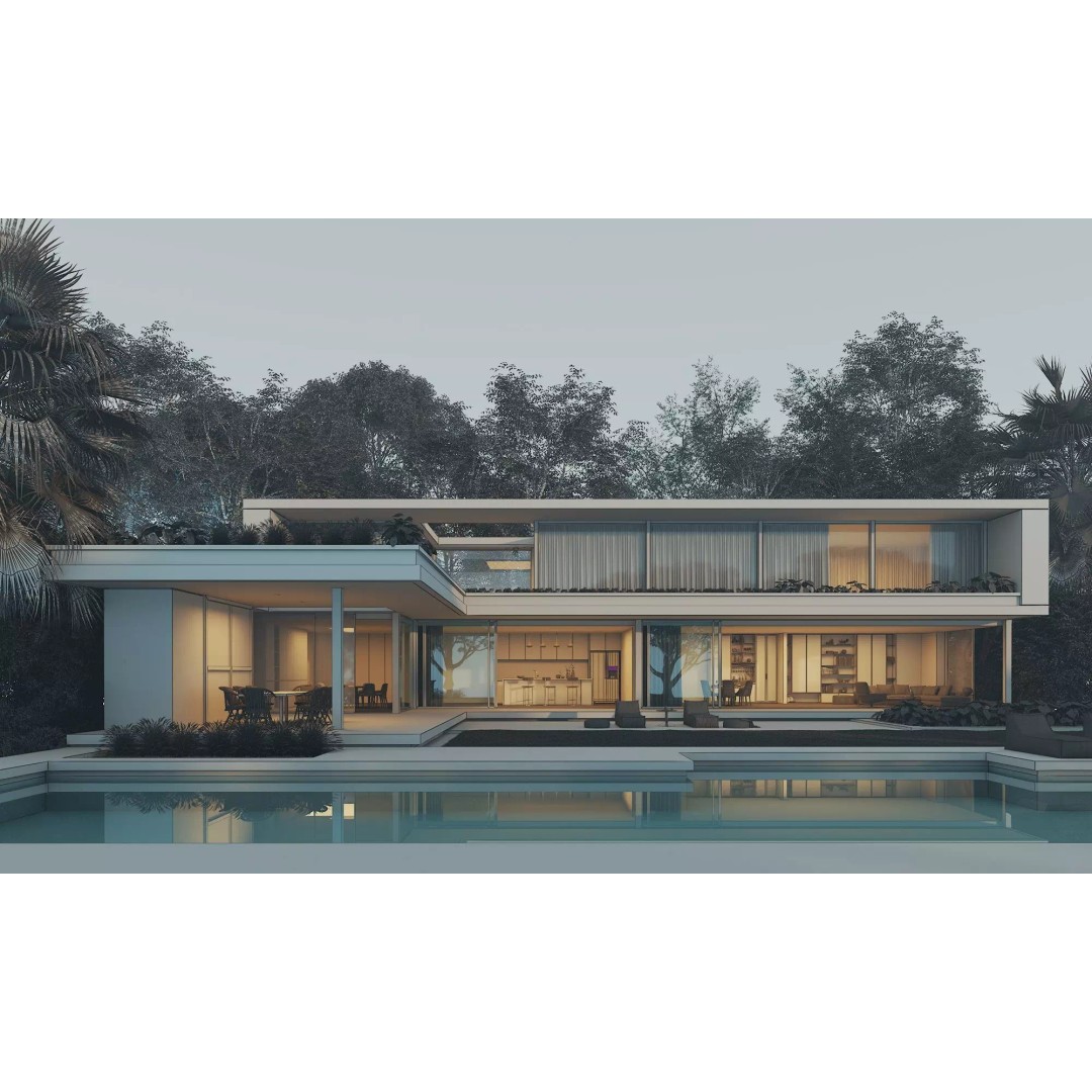 Modern Villa 3D Model – Low Poly Luxury House with Swimming Pool - View 17
