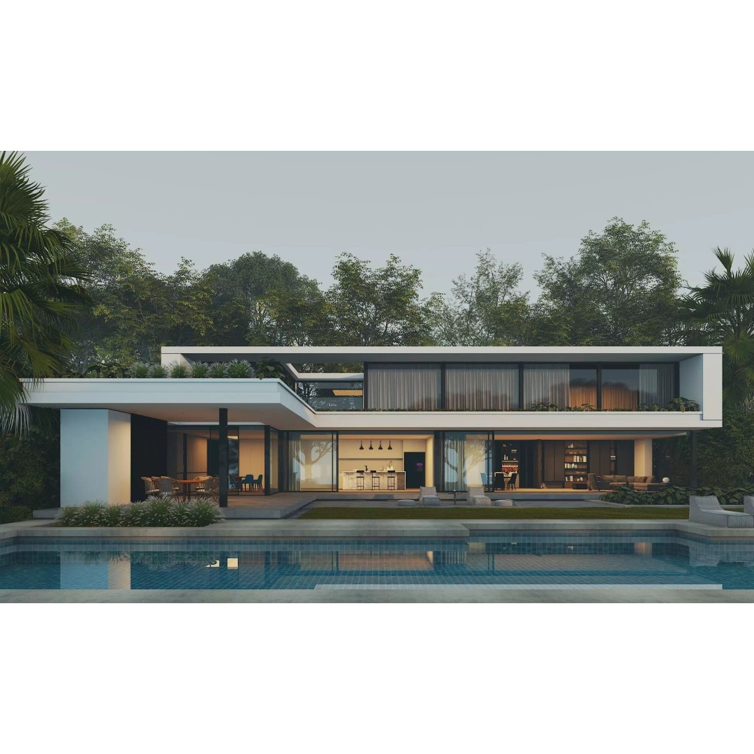 Modern Villa 3D Model – Low Poly Luxury House with Swimming Pool - View 20
