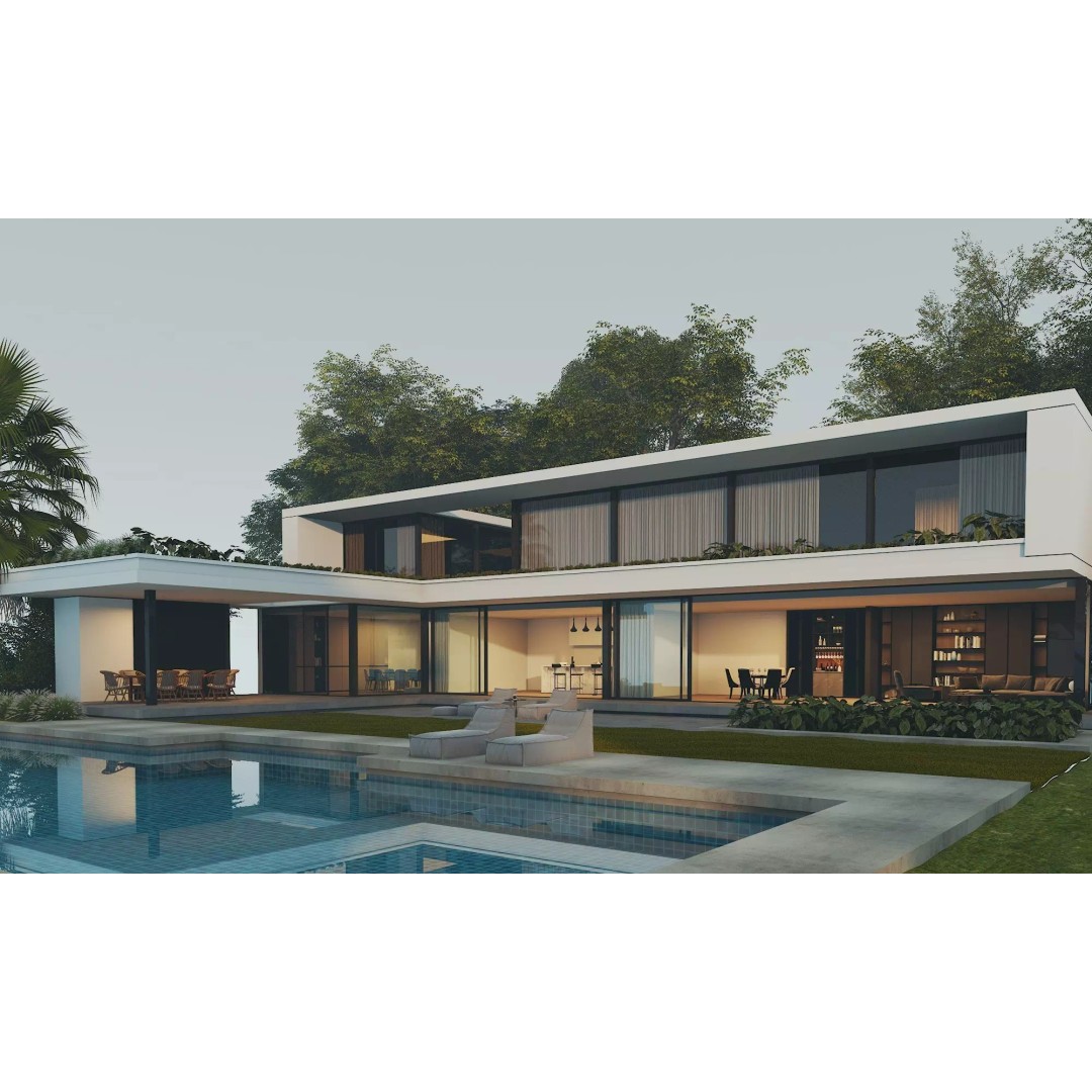 Modern Villa 3D Model – Low Poly Luxury House with Swimming Pool - View 4
