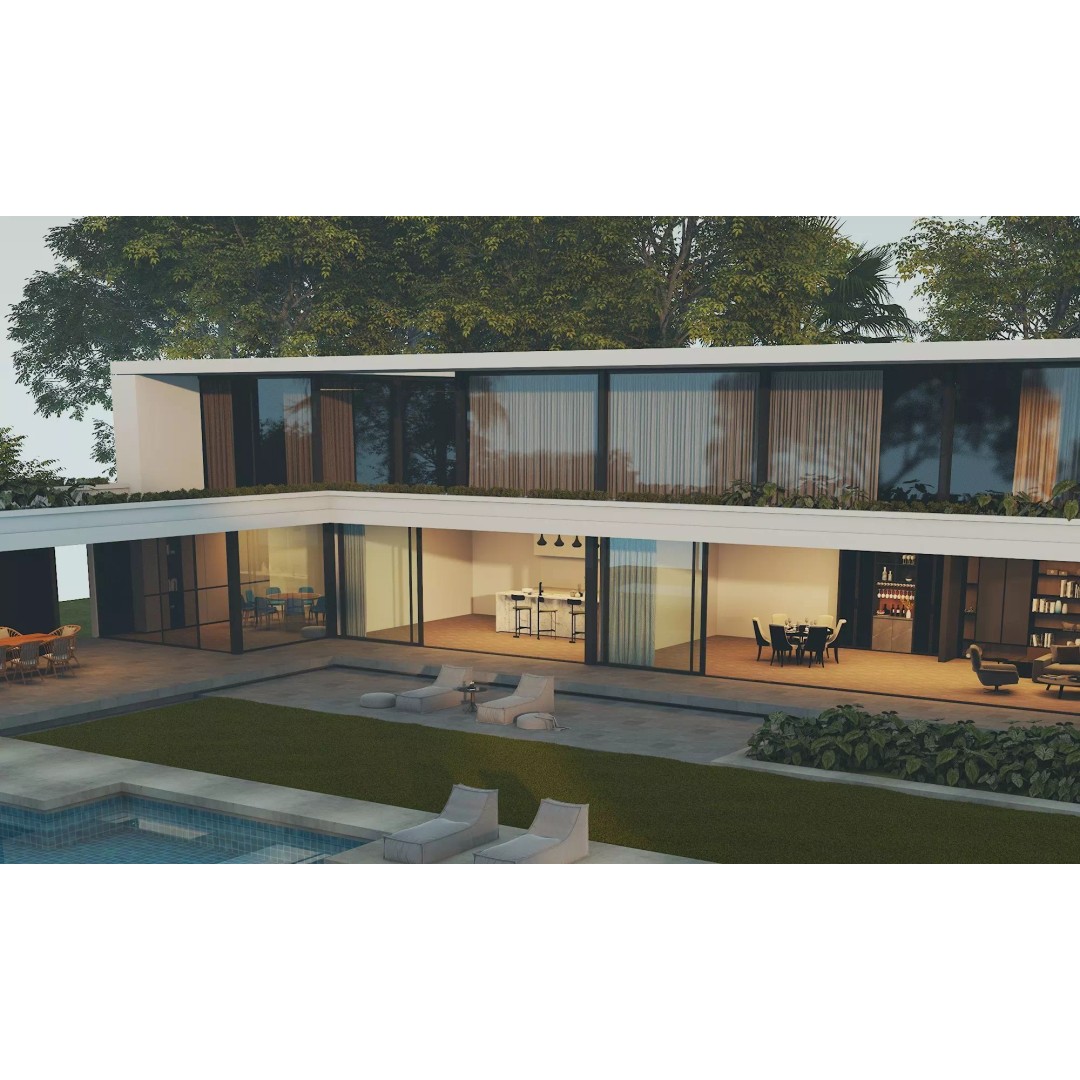 Modern Villa 3D Model – Low Poly Luxury House with Swimming Pool - View 5