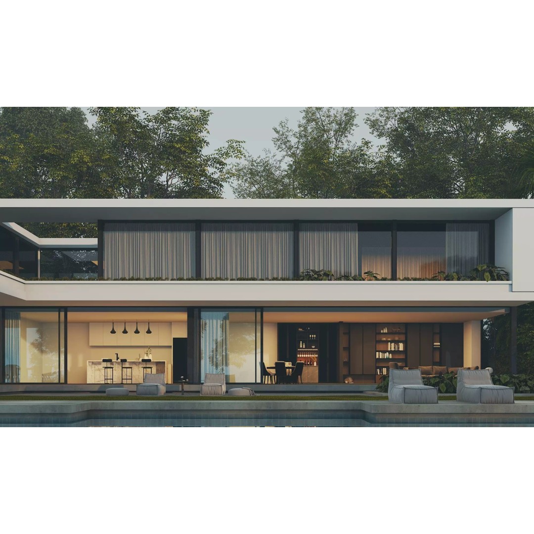 Modern Villa 3D Model – Low Poly Luxury House with Swimming Pool - View 6