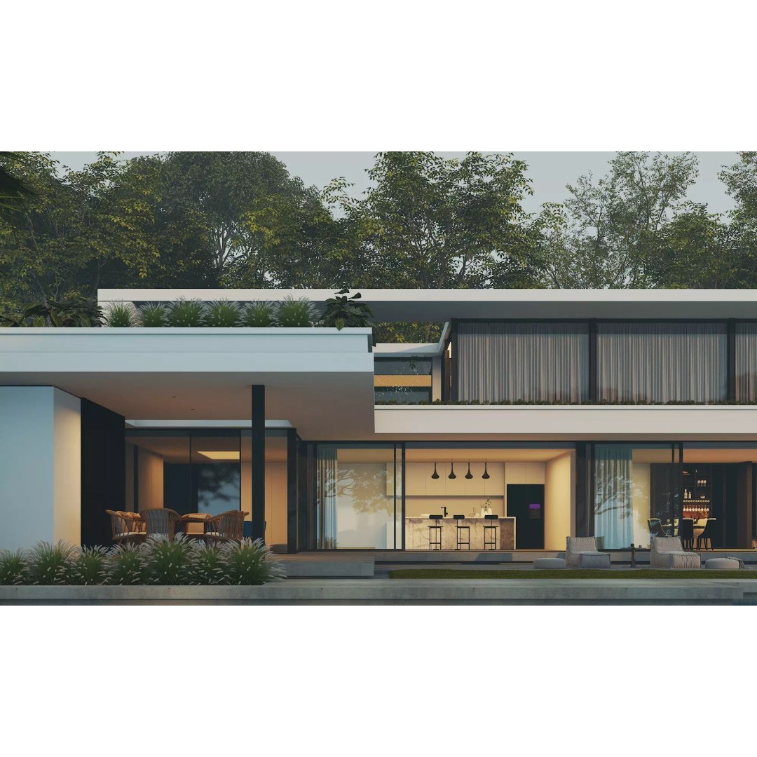 Modern Villa 3D Model – Low Poly Luxury House with Swimming Pool - View 7