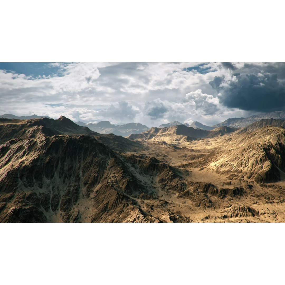 Desert Mountain 3D Model – Low Poly Game Asset, FBX & OBJ - View 2