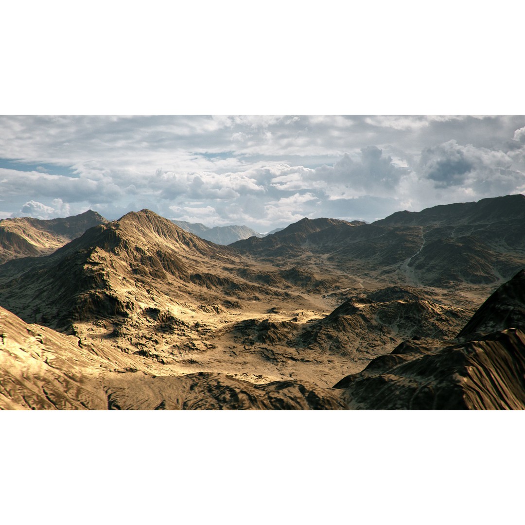 Desert Mountain 3D Model – Low Poly Game Asset, FBX & OBJ - View 3