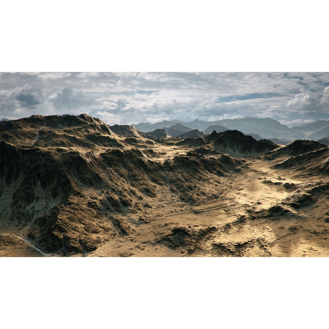 Desert Mountain 3D Model – Low Poly Game Asset, FBX & OBJ - View 4