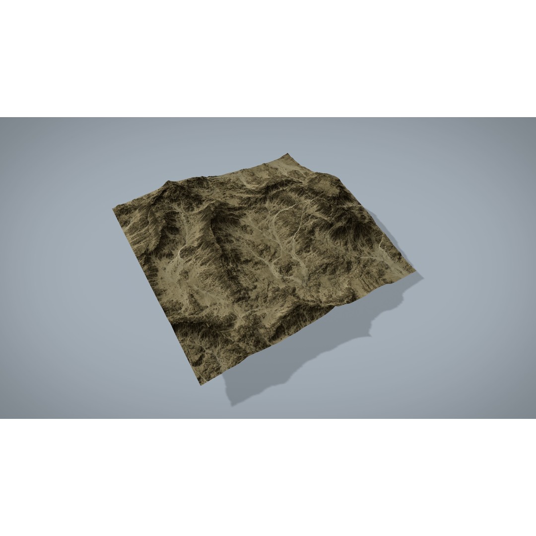 Desert Mountain 3D Model – Low Poly Game Asset, FBX & OBJ - View 9