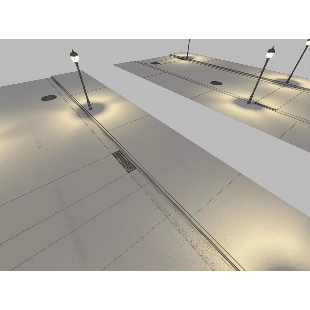Modular Night City Street Pack 3D Model – Low Poly Urban Environment, FBX
