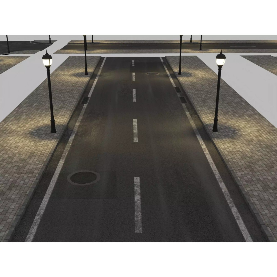 Modular Night City Street Pack 3D Model – Low Poly Urban Environment, FBX - View 10