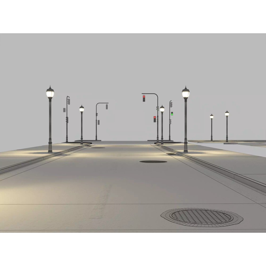 Modular Night City Street Pack 3D Model – Low Poly Urban Environment, FBX - View 15