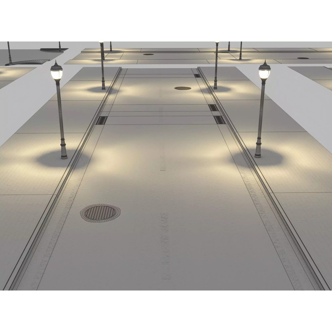Modular Night City Street Pack 3D Model – Low Poly Urban Environment, FBX - View 17