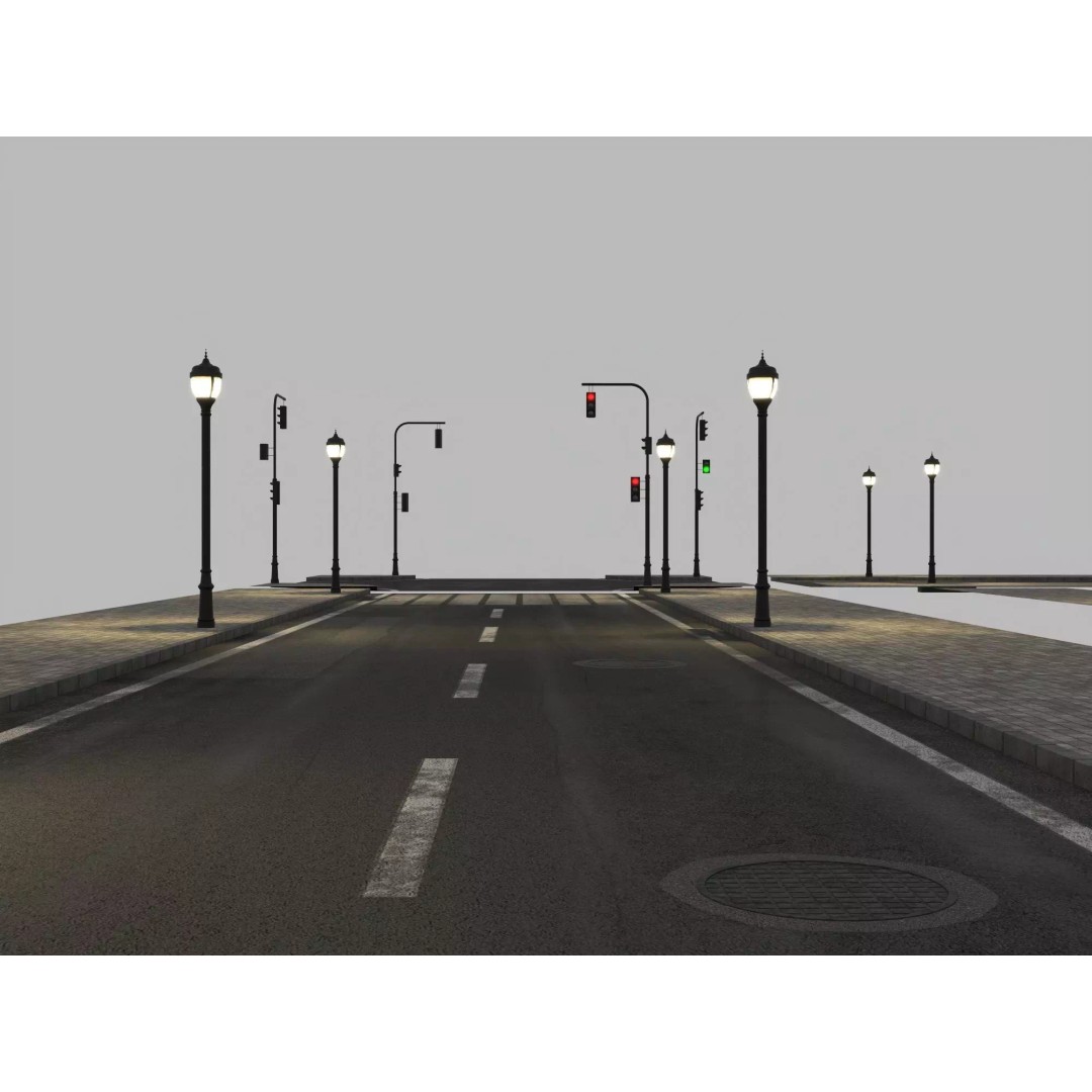 Modular Night City Street Pack 3D Model – Low Poly Urban Environment, FBX - View 6