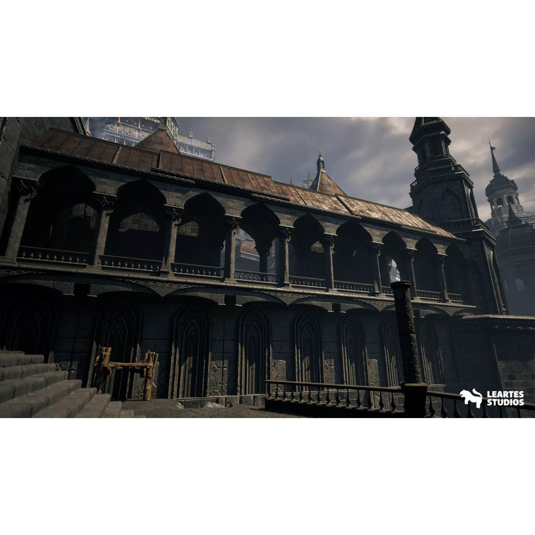Black Fantasy Castle 3D Model – Low Poly Game Asset, PBR Textures - View 17