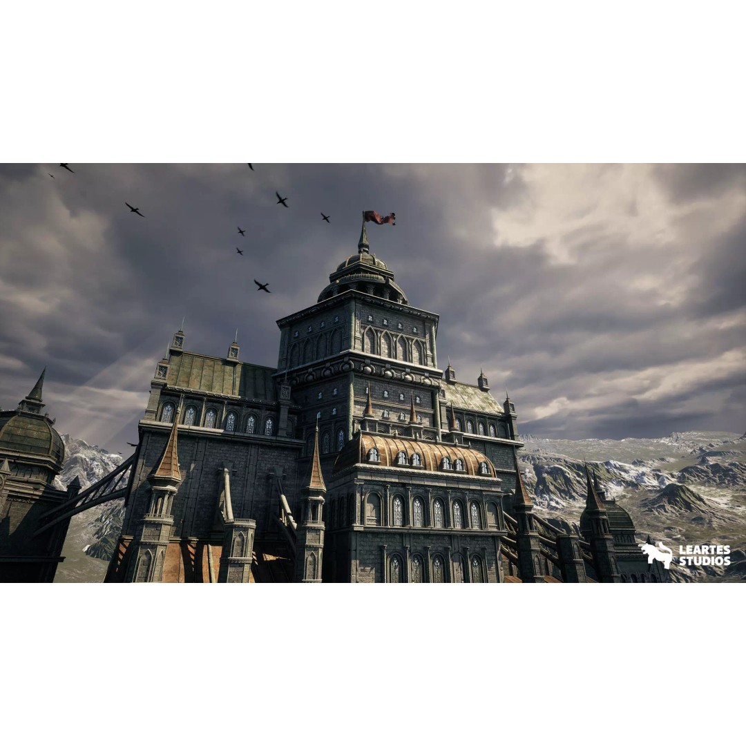 Black Fantasy Castle 3D Model – Low Poly Game Asset, PBR Textures - View 7