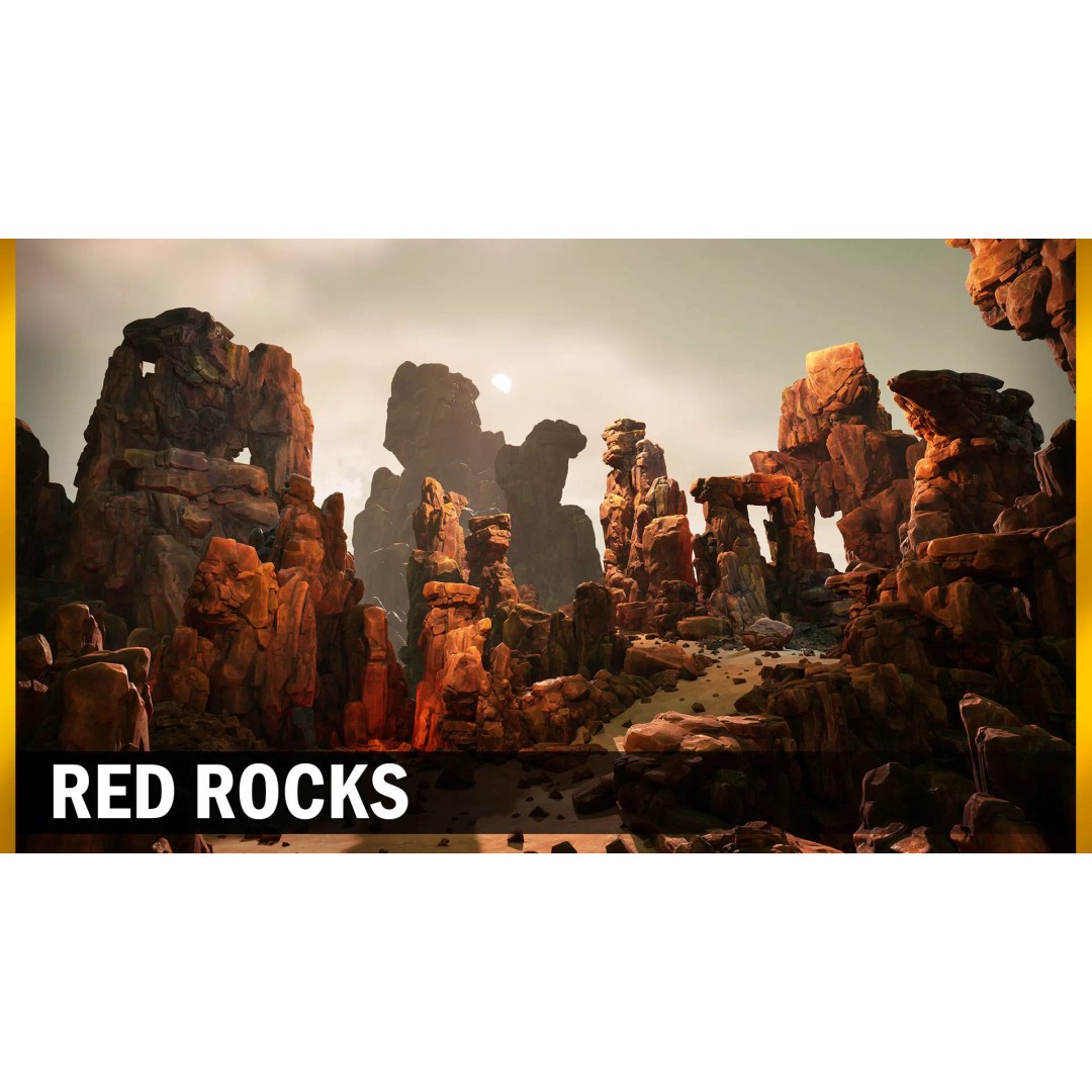 Red Rocks 3D Model – Low Poly PBR Landscape Asset, FBX - View 2