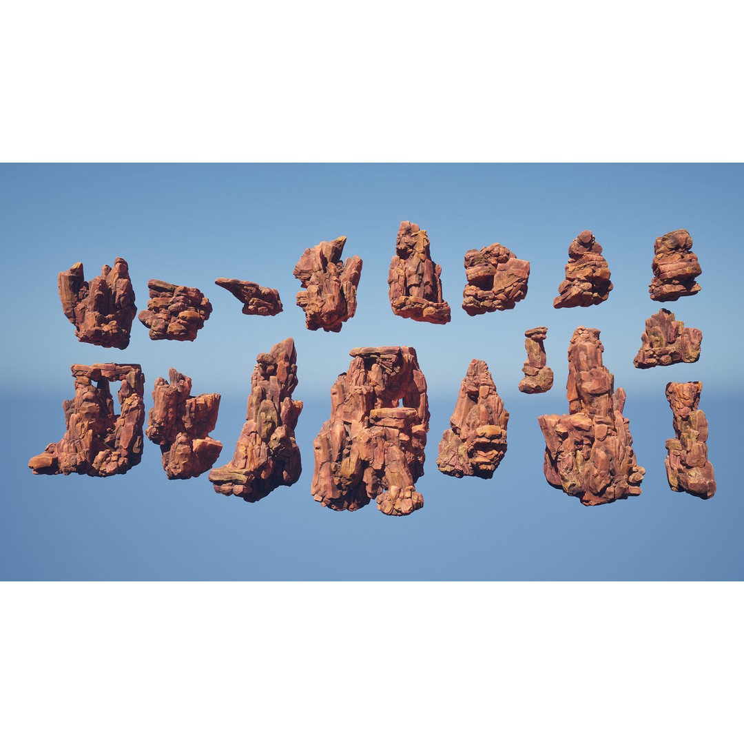 Red Rocks 3D Model – Low Poly PBR Landscape Asset, FBX - View 8