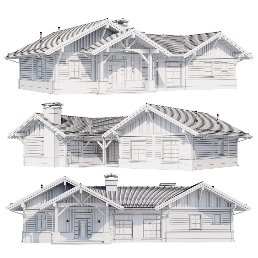 Modern House 3D Model – High Poly Mansion with PBR Textures, FBX - View 6