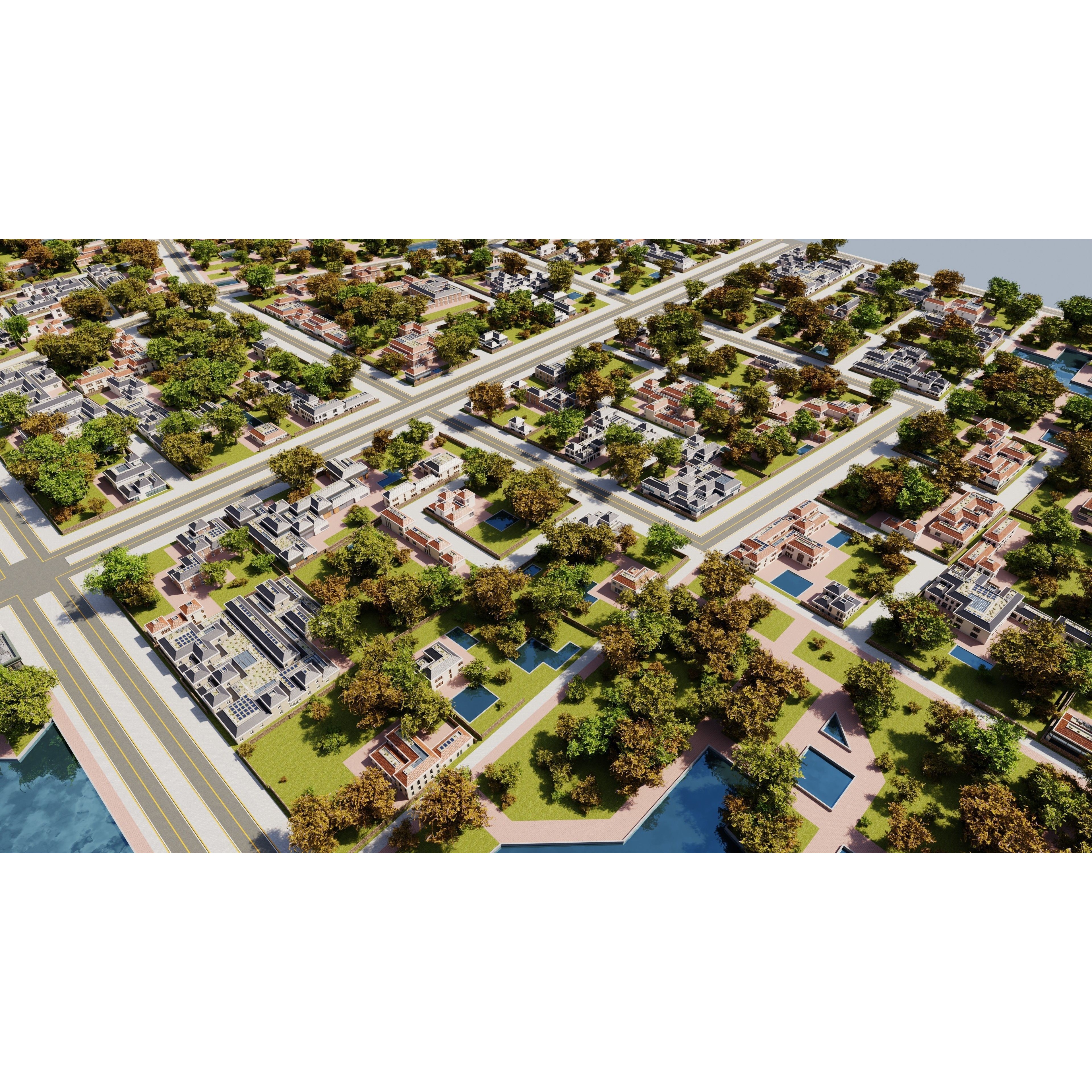 Modern Modular City - Low-Poly Game-Ready 3D Model - View 10