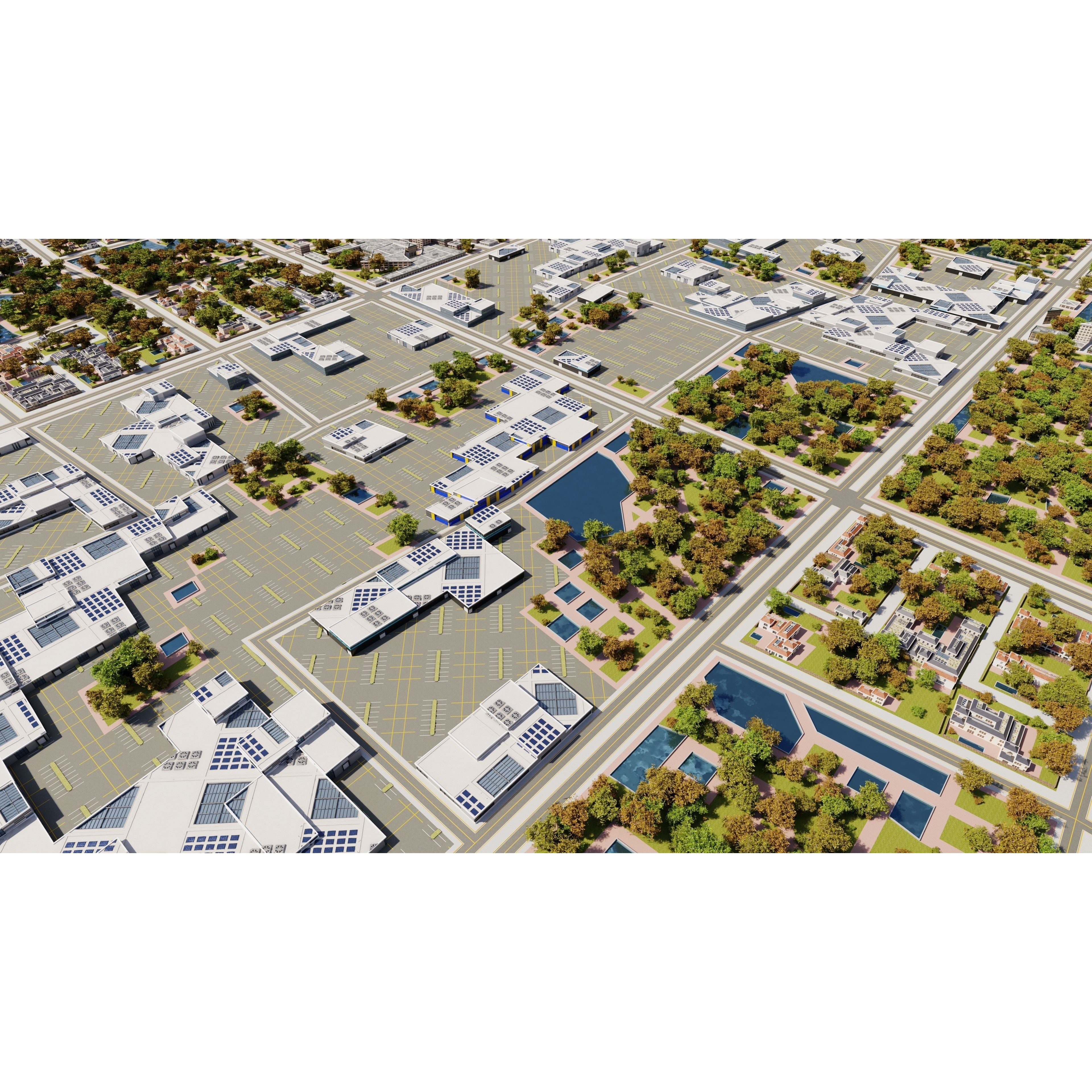 Modern Modular City - Low-Poly Game-Ready 3D Model - View 11