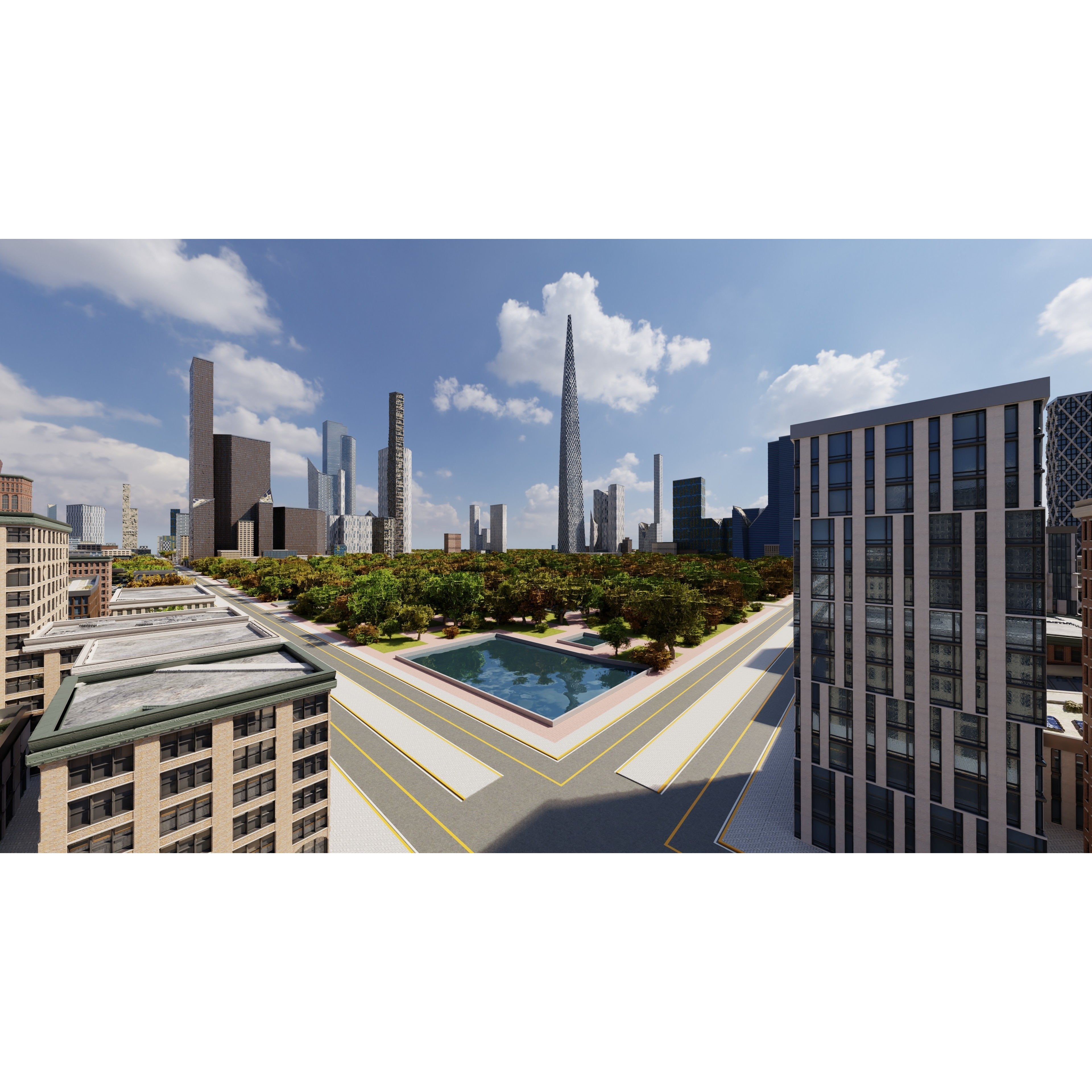 Modern Modular City - Low-Poly Game-Ready 3D Model - View 12