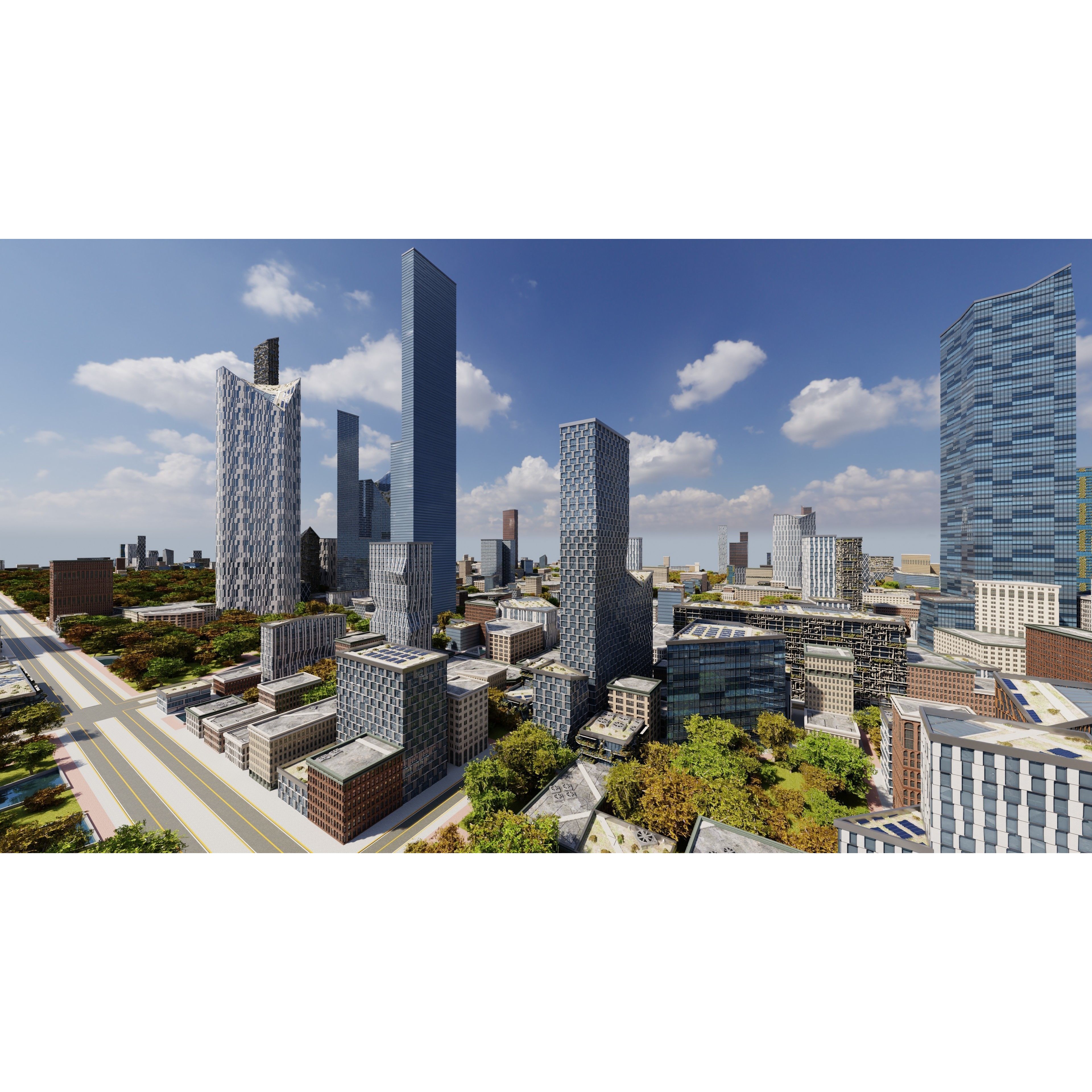 Modern Modular City - Low-Poly Game-Ready 3D Model - View 20