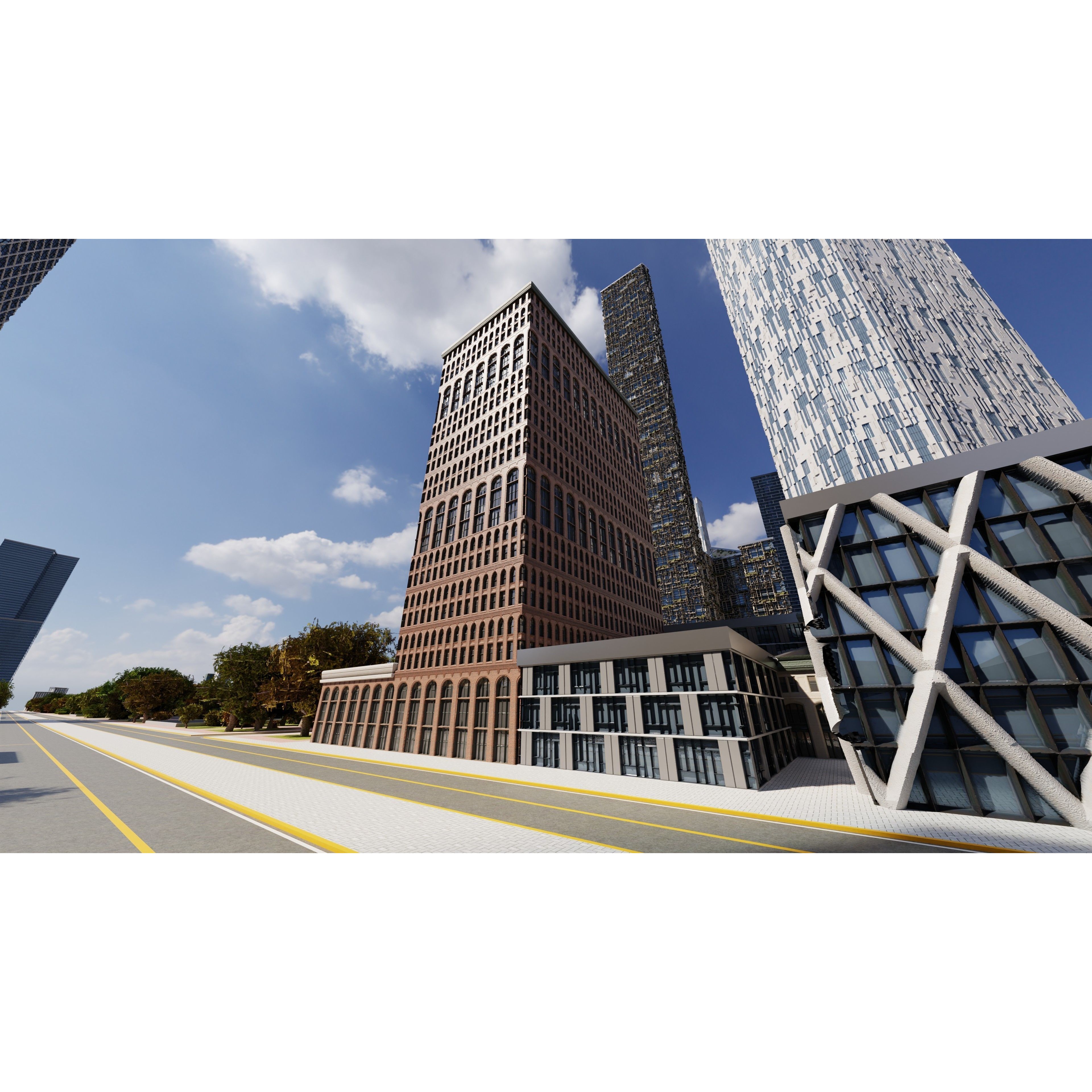 Modern Modular City - Low-Poly Game-Ready 3D Model - View 21