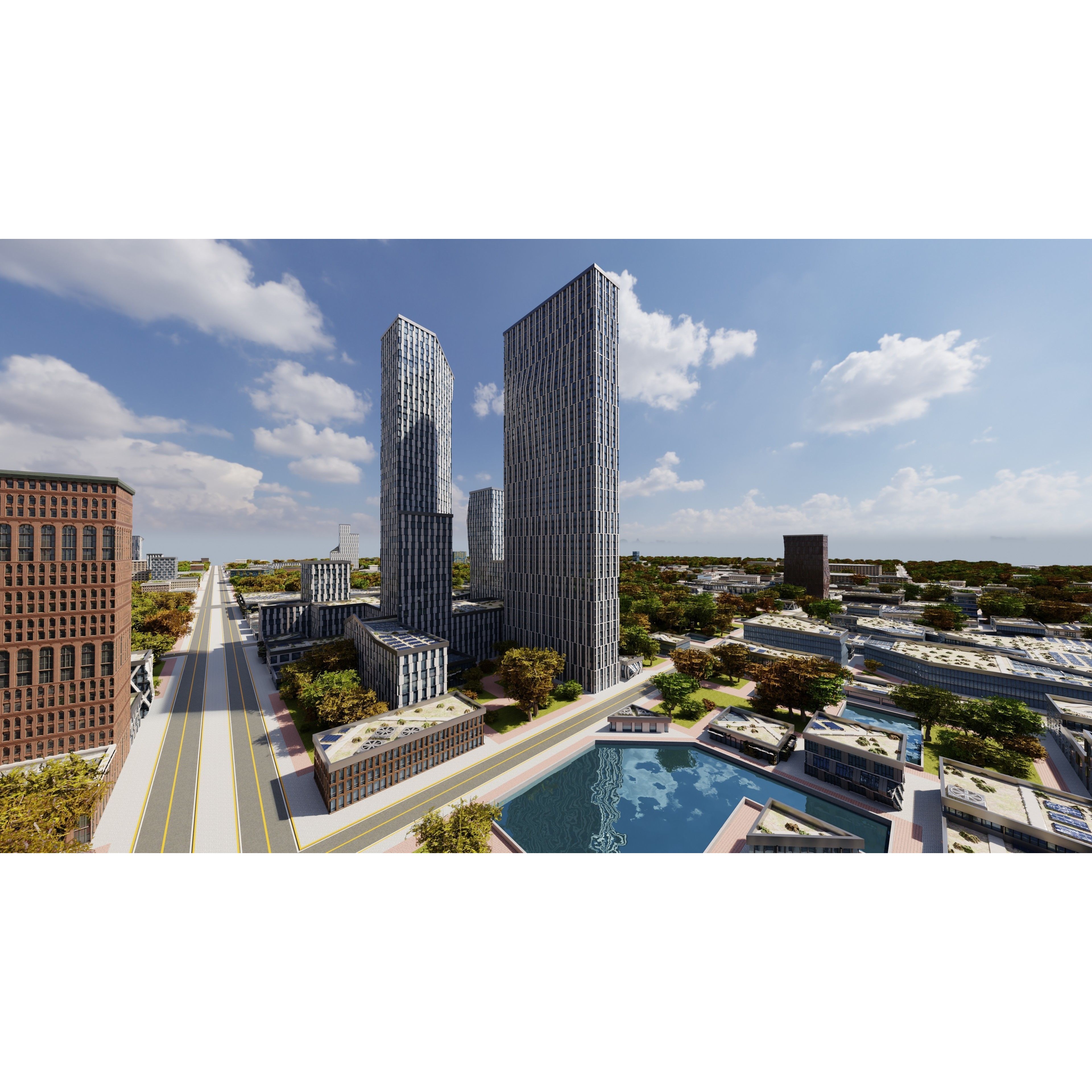 Modern Modular City - Low-Poly Game-Ready 3D Model - View 22