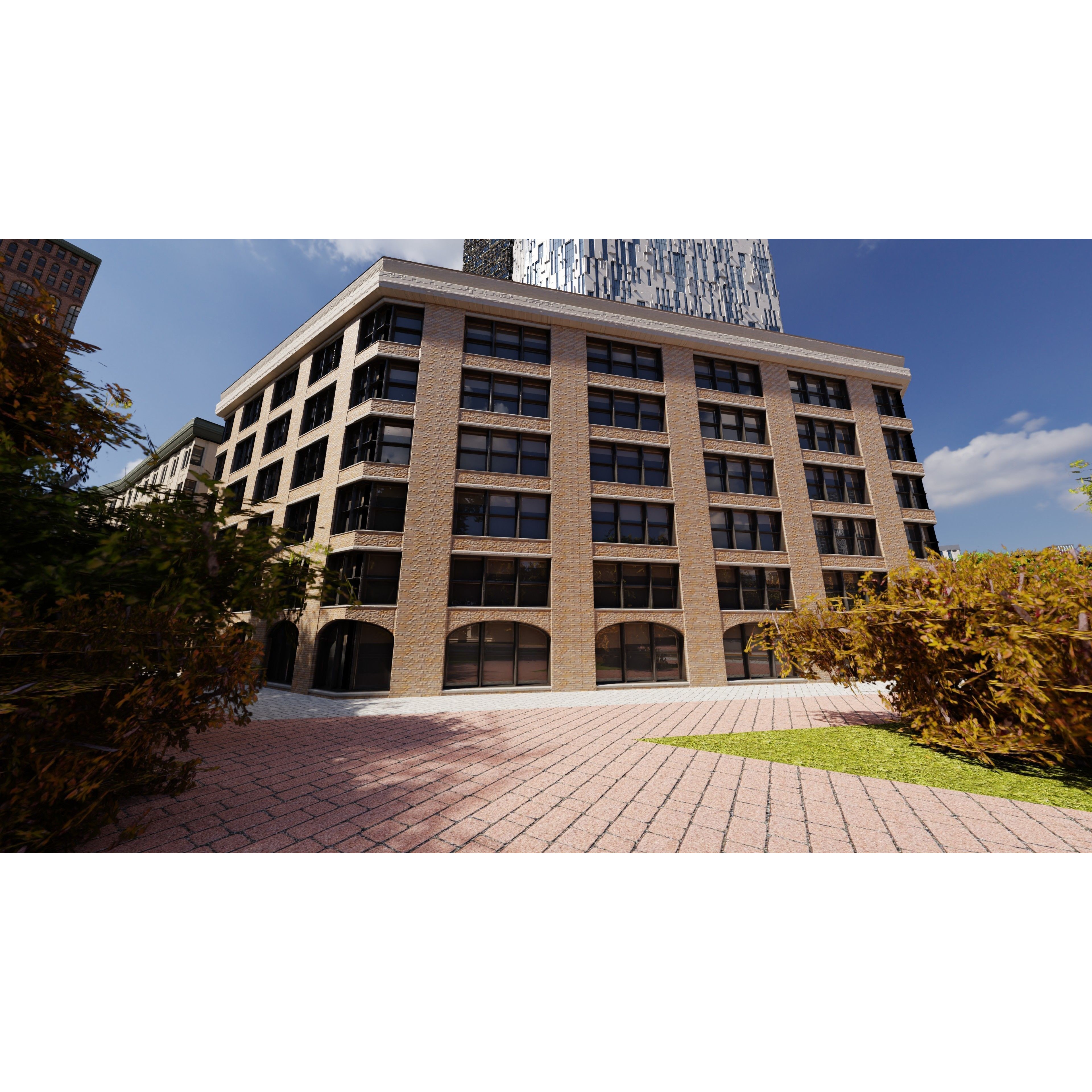 Modern Modular City - Low-Poly Game-Ready 3D Model - View 23