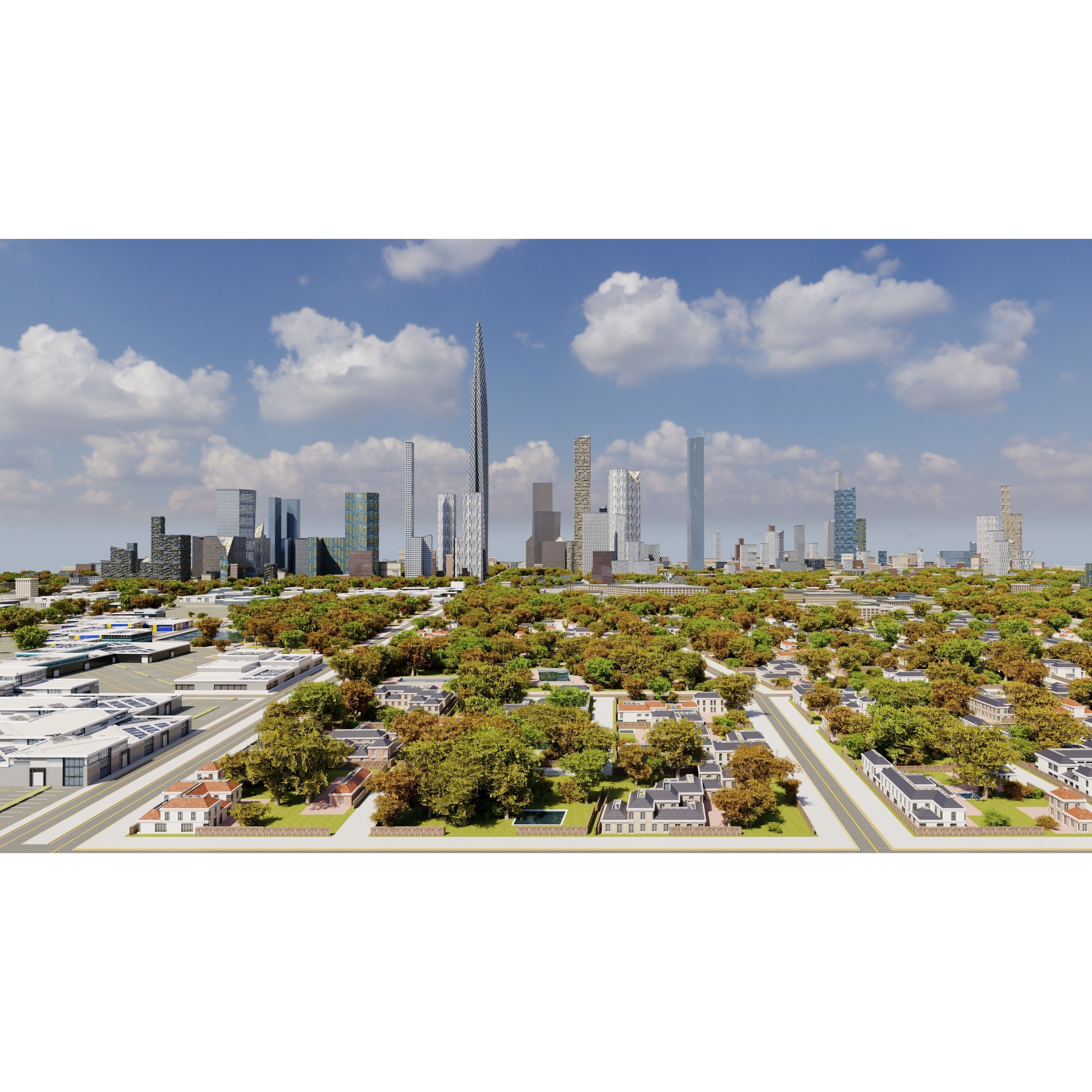 Modern Modular City - Low-Poly Game-Ready 3D Model - View 4