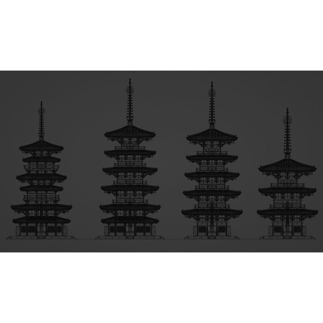 Japanese Pagoda 3D Model – Low Poly PBR Architecture Pack, FBX, OBJ