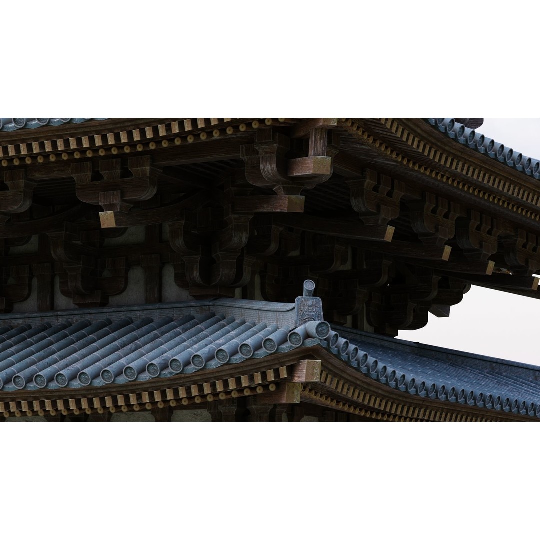 Japanese Pagoda 3D Model – Low Poly PBR Architecture Pack, FBX, OBJ - View 20