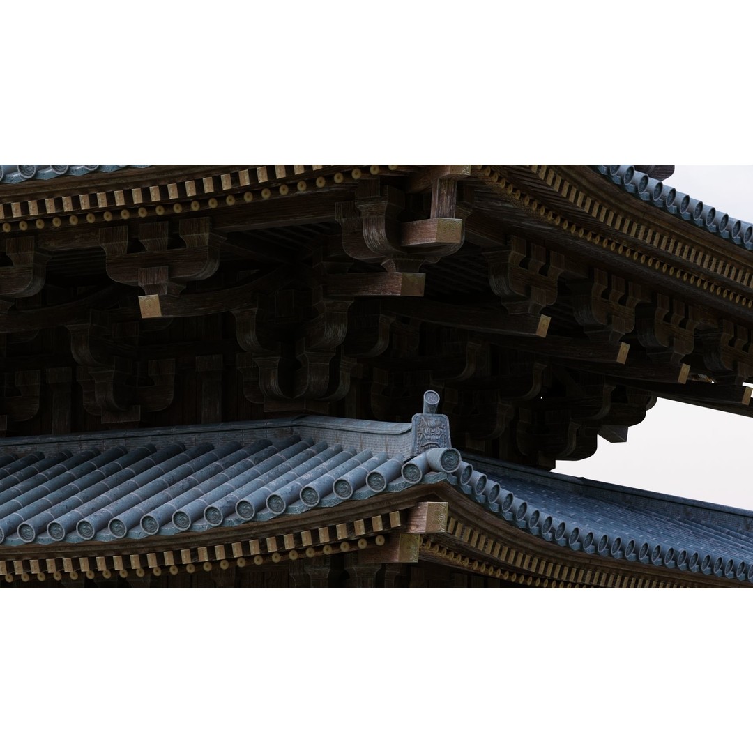 Japanese Pagoda 3D Model – Low Poly PBR Architecture Pack, FBX, OBJ - View 21